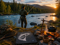 Salmon embroidered seat pad in nature